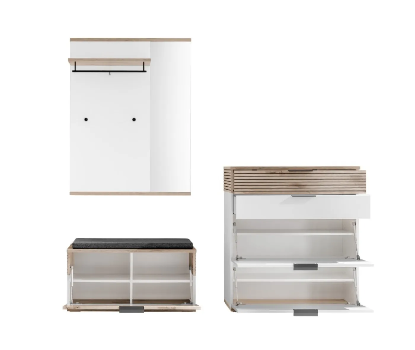 Garderoben Set Montello 2 | Soft White / Viking Oak | 3-teilig