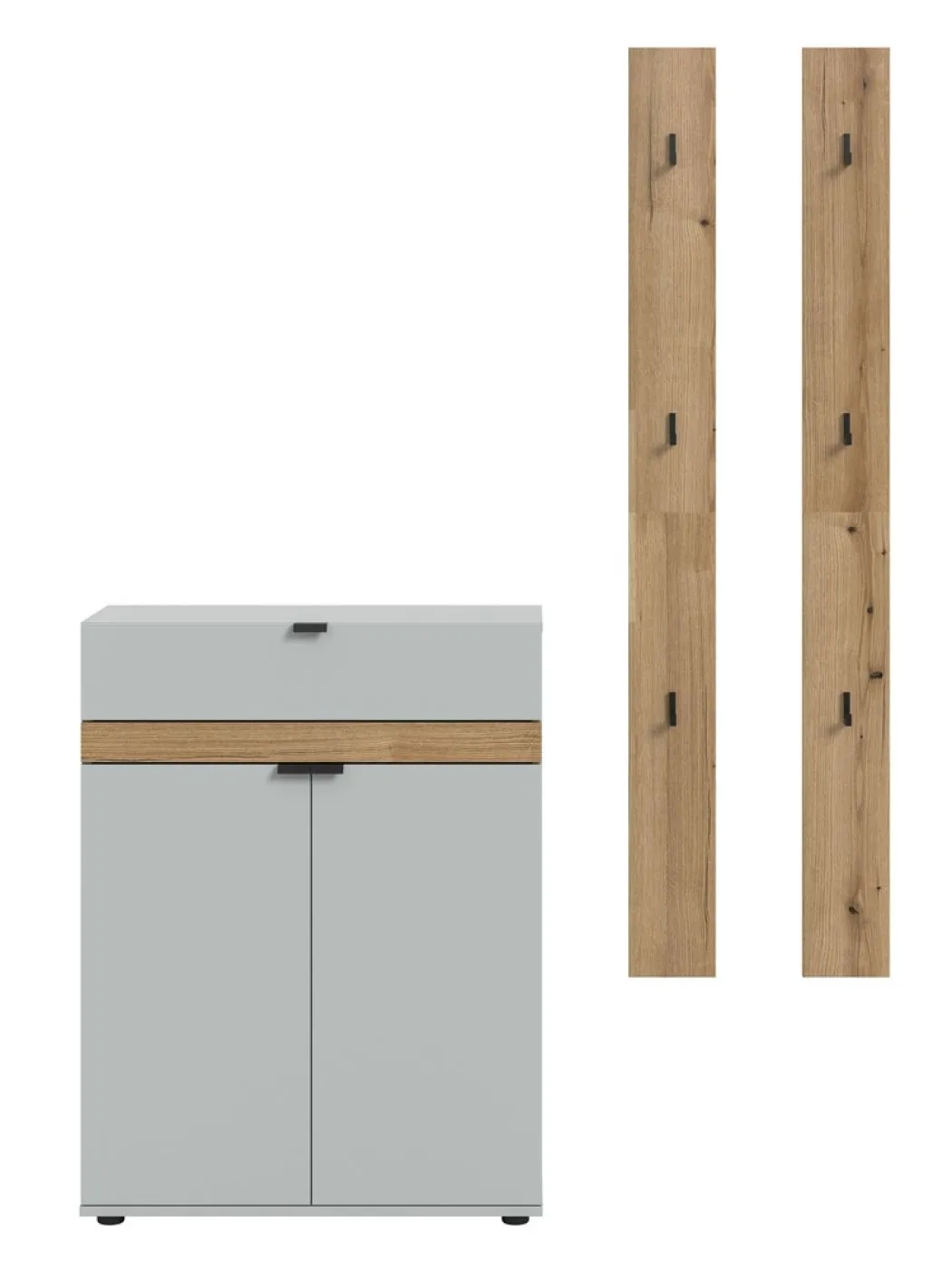 Garderoben-Set Naro 1 | grau / Evoke Oak | 3-teilig