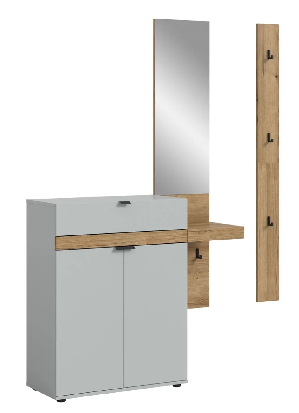 Garderoben-Set Naro 2 | weiß / Evoke Oak | 3-teilig