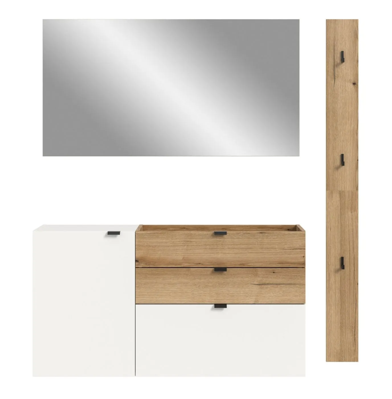 Garderoben-Set Naro | weiß / Evoke Oak | 3-teilig