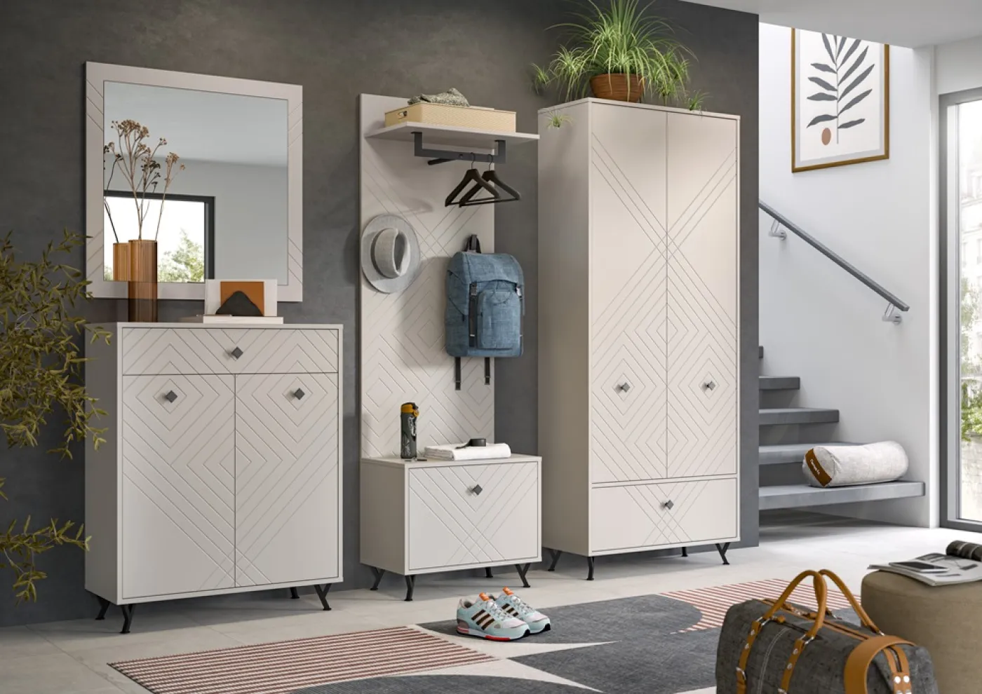 Garderoben-Set Notes | beige matt/sandfarben | 5-teilig