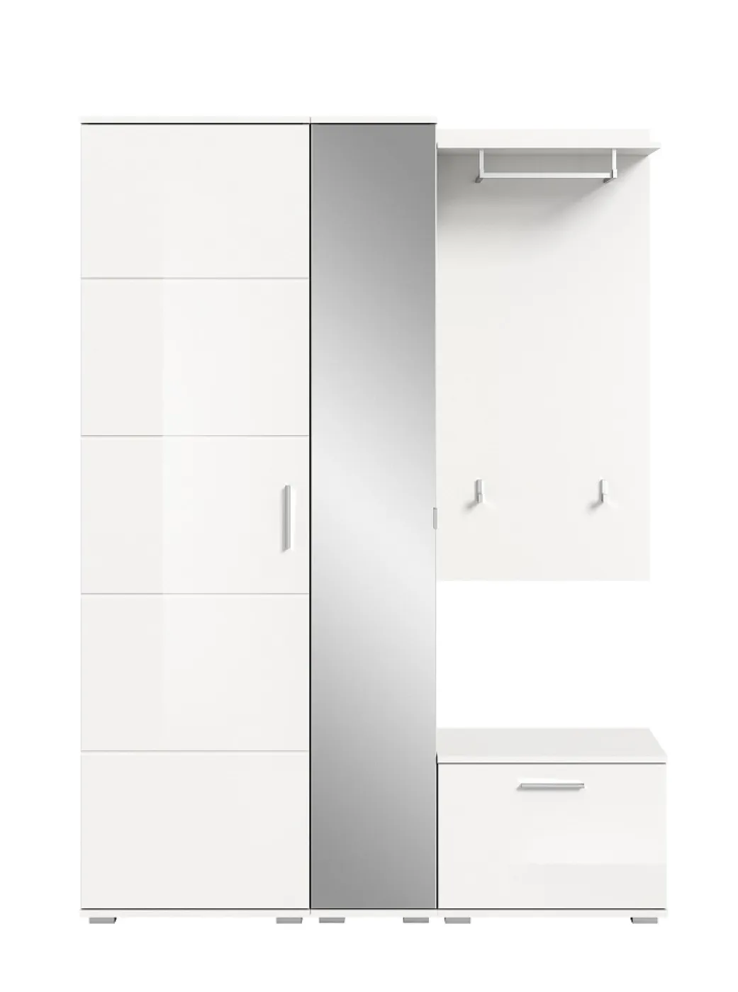 Garderoben-Set Prego 1 | weiß Hochglanz | 4-teilig | ohne Sitzkissen