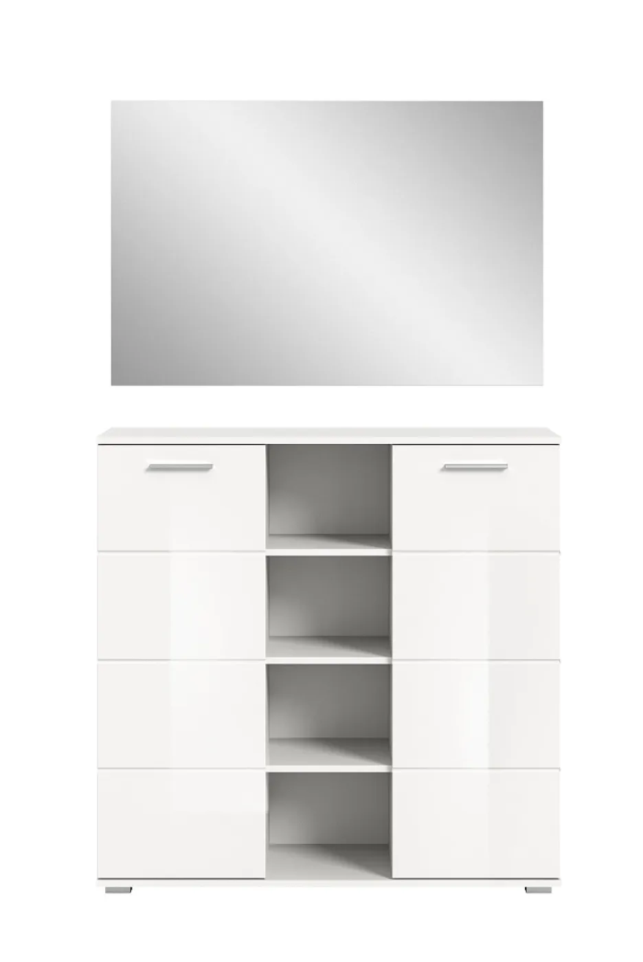 Garderoben-Set Prego | weiß Hochglanz | 2-teilig | LED Beleuchtung