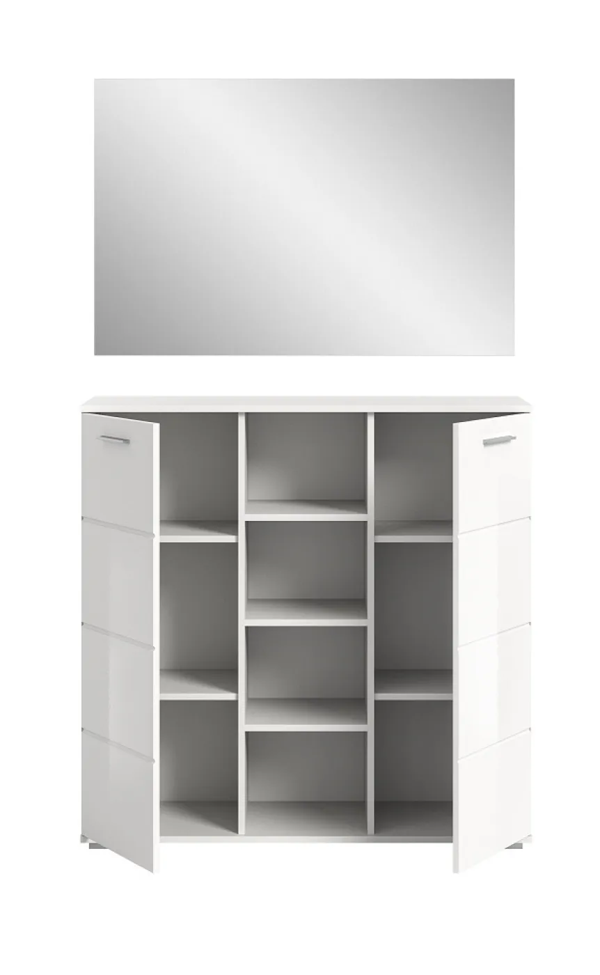 Garderoben-Set Prego | weiß Hochglanz | 2-teilig | LED Beleuchtung