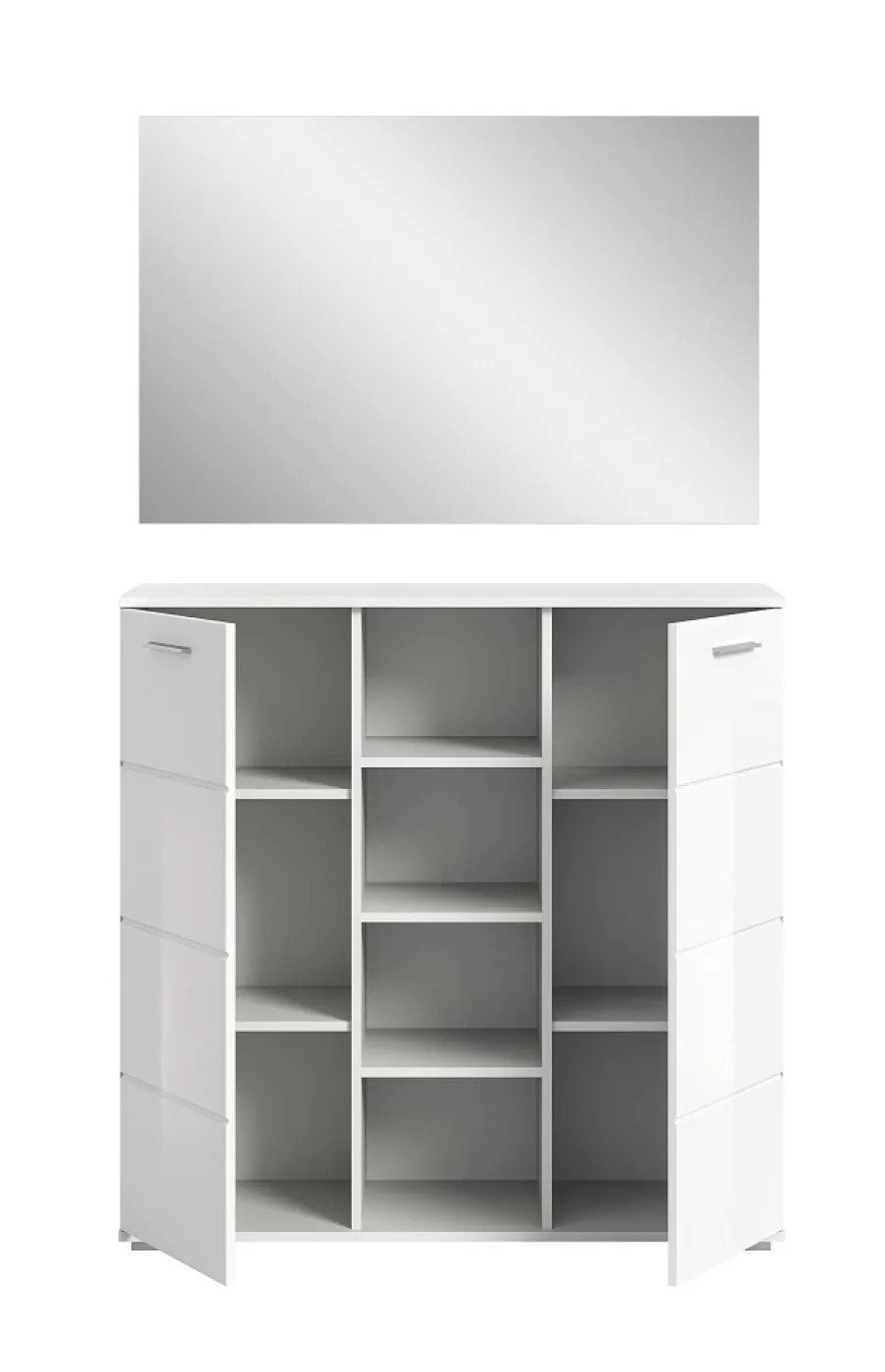 Garderoben-Set Prego | weiß Hochglanz | 2-teilig | mit LED Beleuchtung