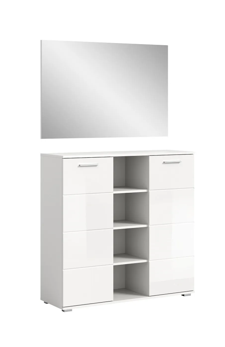 Garderoben-Set Prego | weiß Hochglanz | 2-teilig | mit LED Beleuchtung