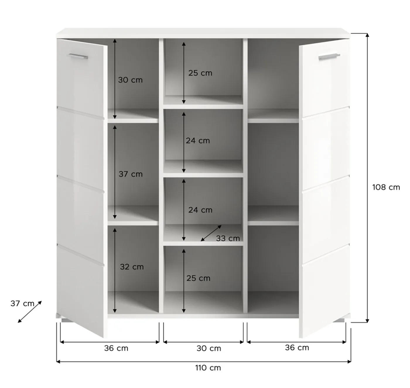 Garderoben-Set Prego | weiß Hochglanz | 2-teilig | ohne Beleuchtung