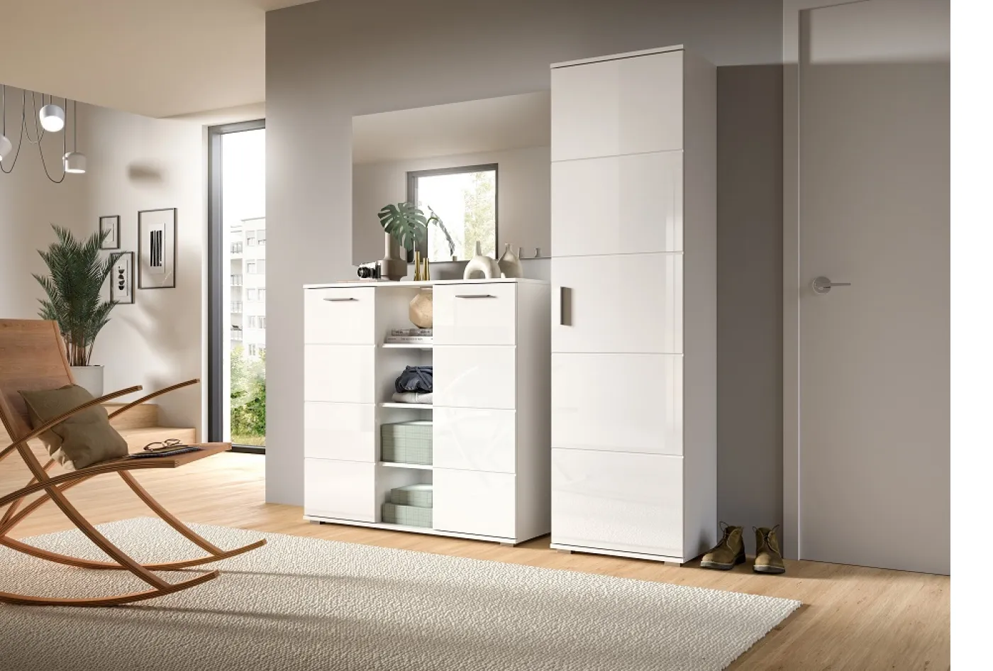 Garderoben-Set Prego | weiß Hochglanz | 2-teilig | ohne Beleuchtung