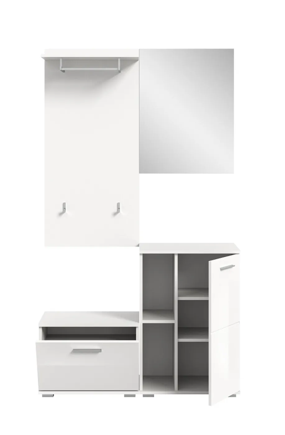 Garderoben-Set Prego | weiß Hochglanz | 4-teilig