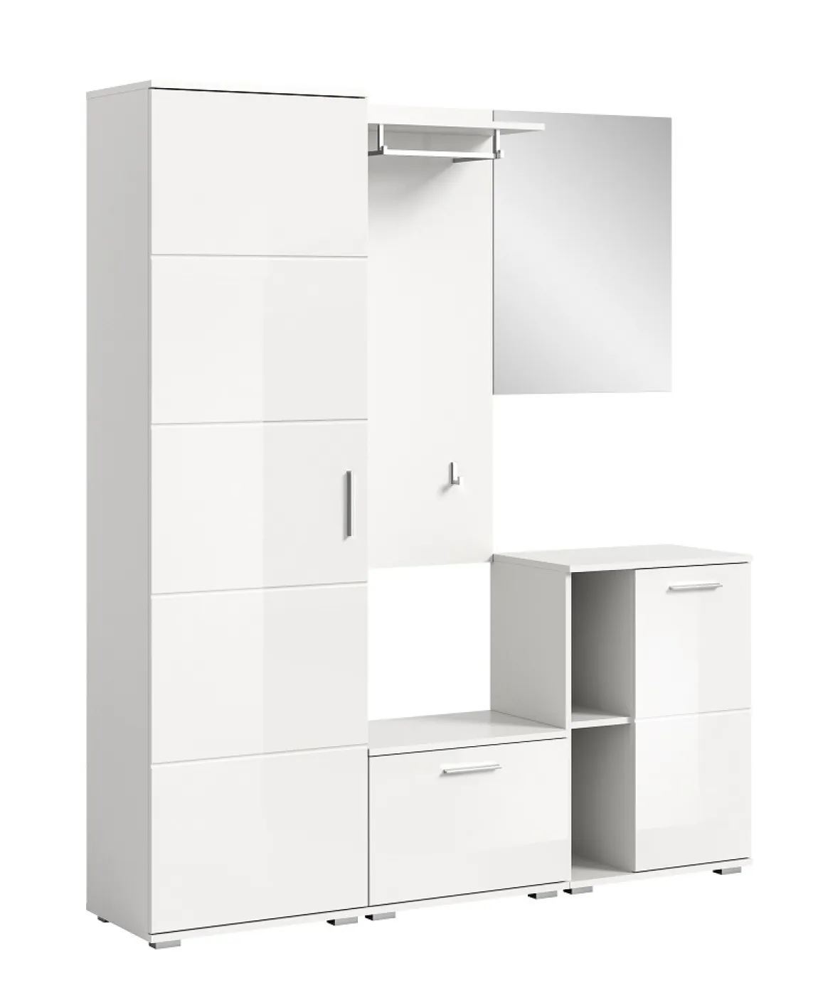 Garderoben-Set Prego | weiß Hochglanz | 5-teilig