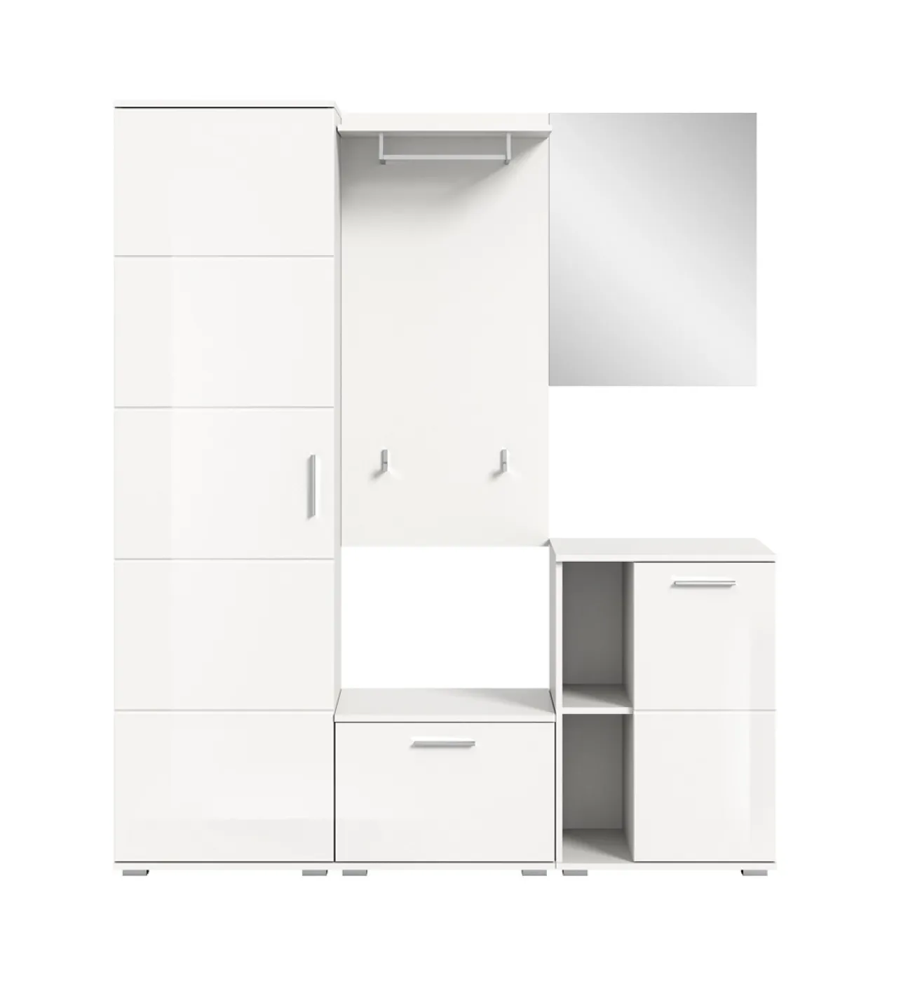 Garderoben-Set Prego | weiß Hochglanz | 5-teilig