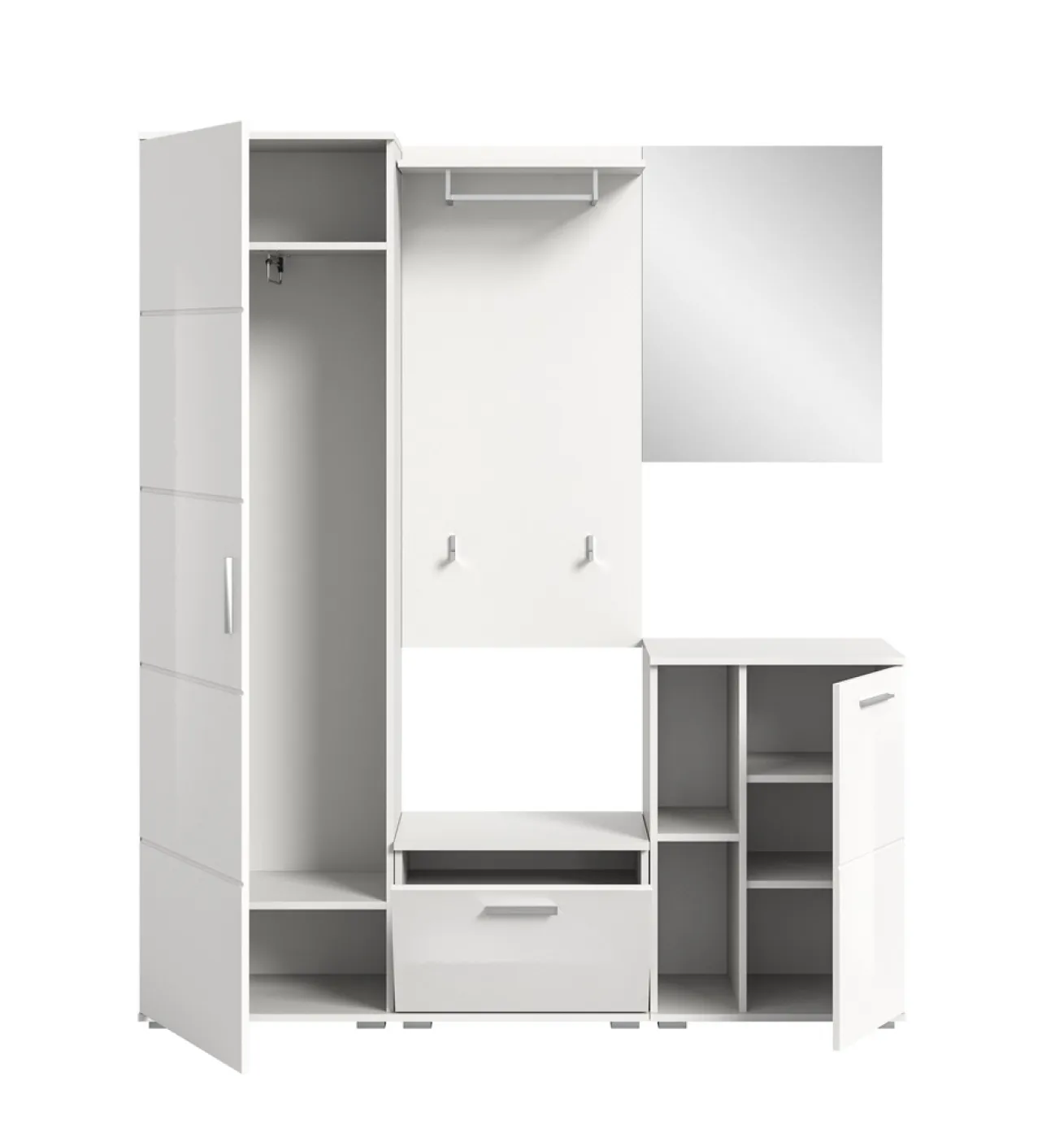 Garderoben-Set Prego | weiß Hochglanz | 5-teilig