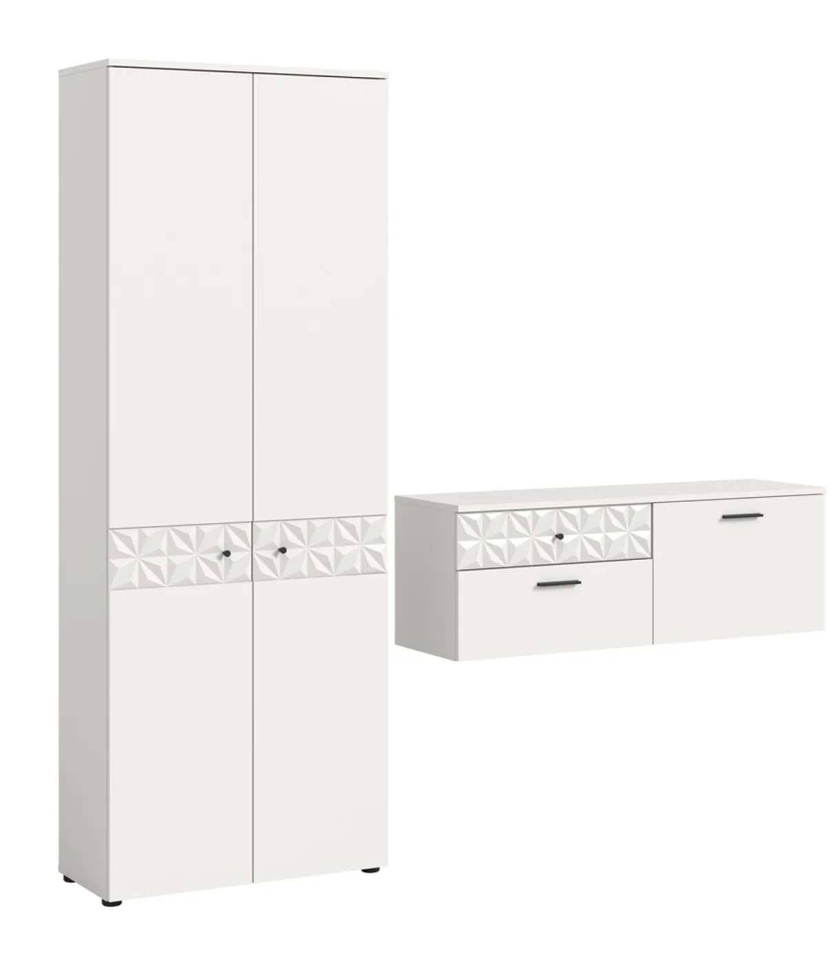 Garderoben-Set Prisma | weiß / weiß Hochglanz | 2-teilig