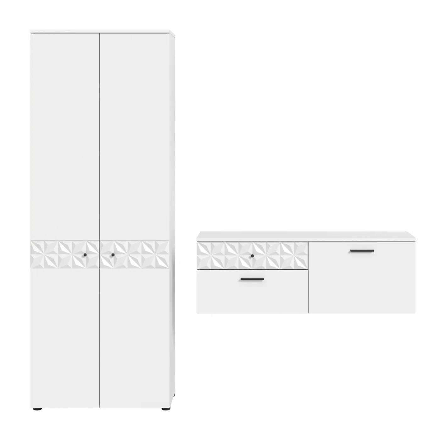 Garderoben-Set Prisma | weiß / weiß Hochglanz | 2-teilig