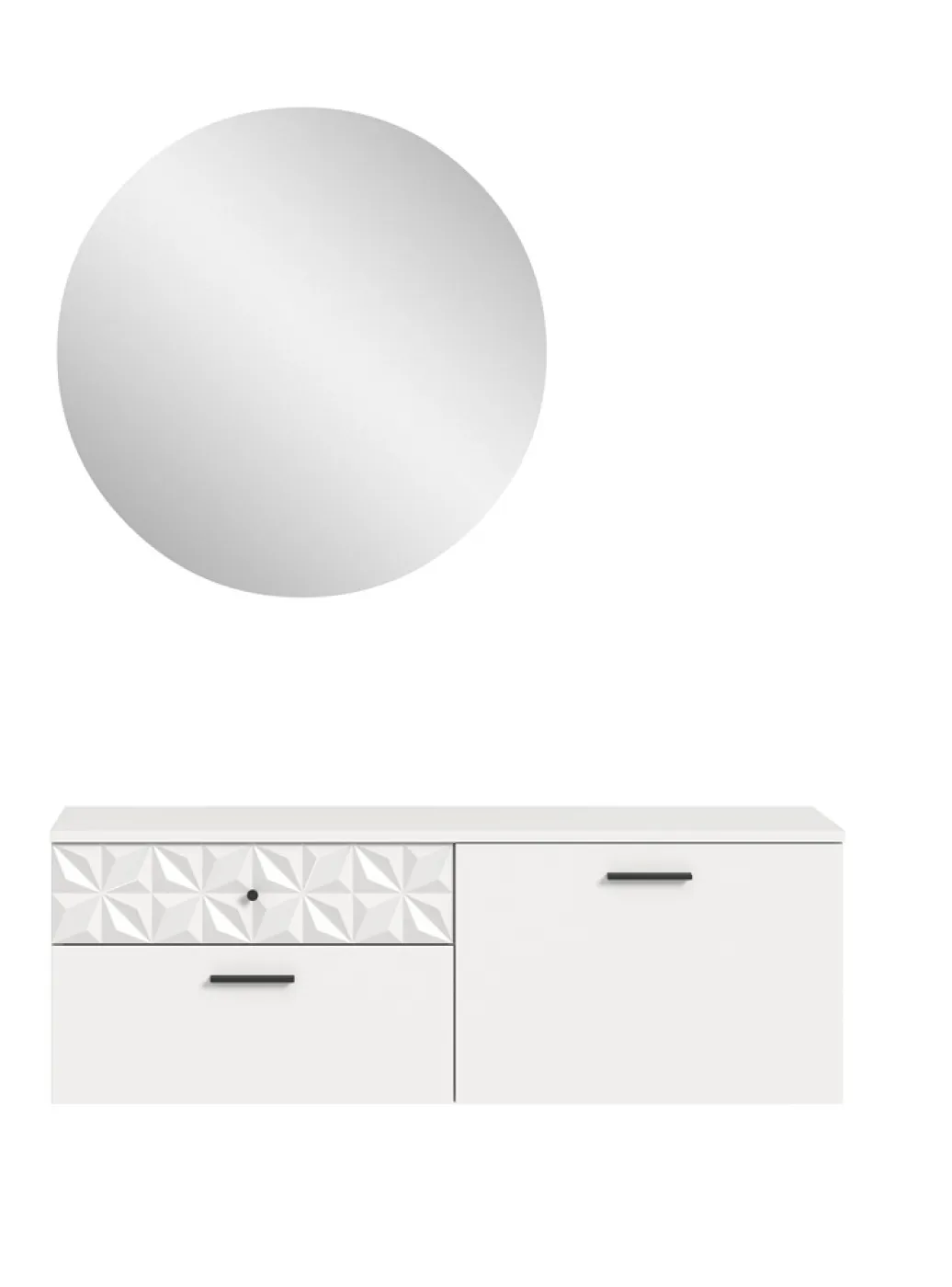 Garderoben-Set Prisma | weiß / weiß Hochglanz | 2-teilig | mit Lichtprofil