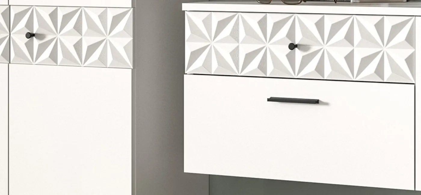 Garderoben-Set Prisma | weiß / weiß Hochglanz | 2-teilig | optional Beleuchtung