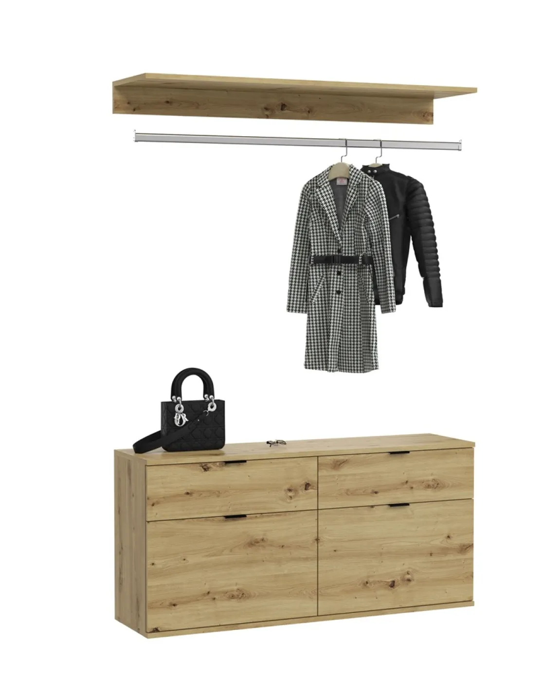 Garderoben Set Projekt X 1 | Artisan Eiche / Spiegeltüren | 4-teilig