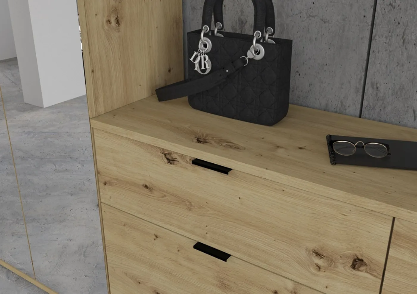 Garderoben Set Projekt X 1 | Artisan Eiche / Spiegeltüren | 4-teilig