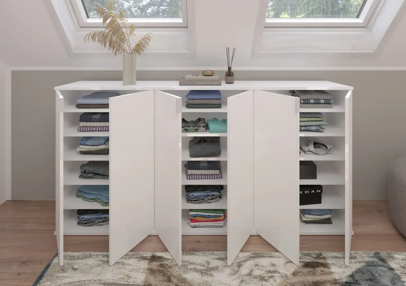 Garderoben-Set Projekt X 1 | Kommode | weiß Hochglanz | 3-teilig