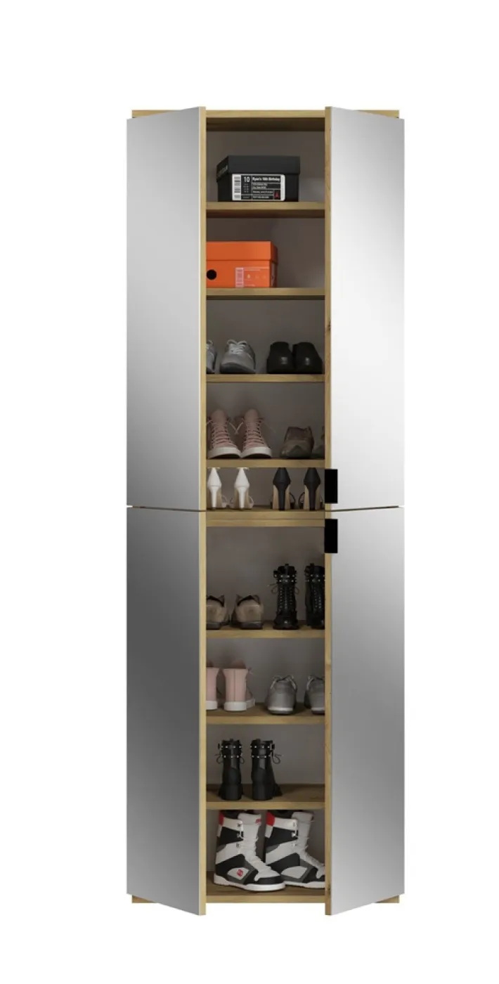 Garderoben Set Projekt X 1 | weiß Hochglanz / Artisan Eiche mit Spiegeltüren | 3-teilig