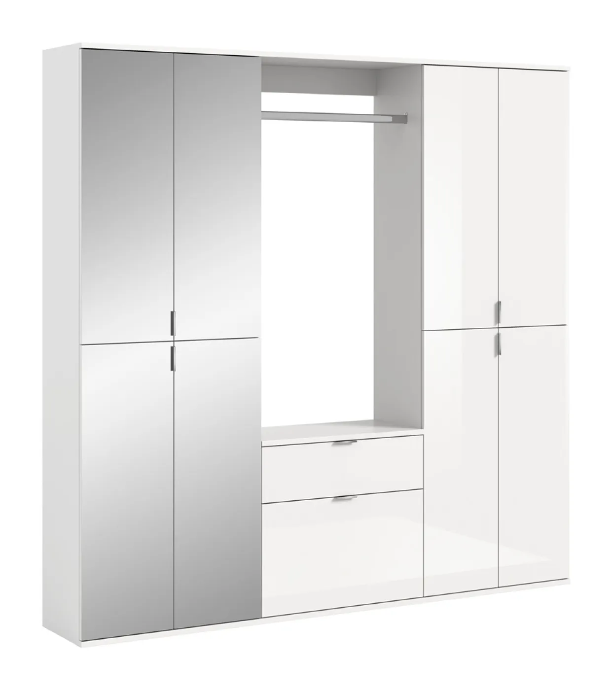 Garderoben Set Projekt X 1 | weiß Hochglanz / Spiegeltüren | 3-teilig
