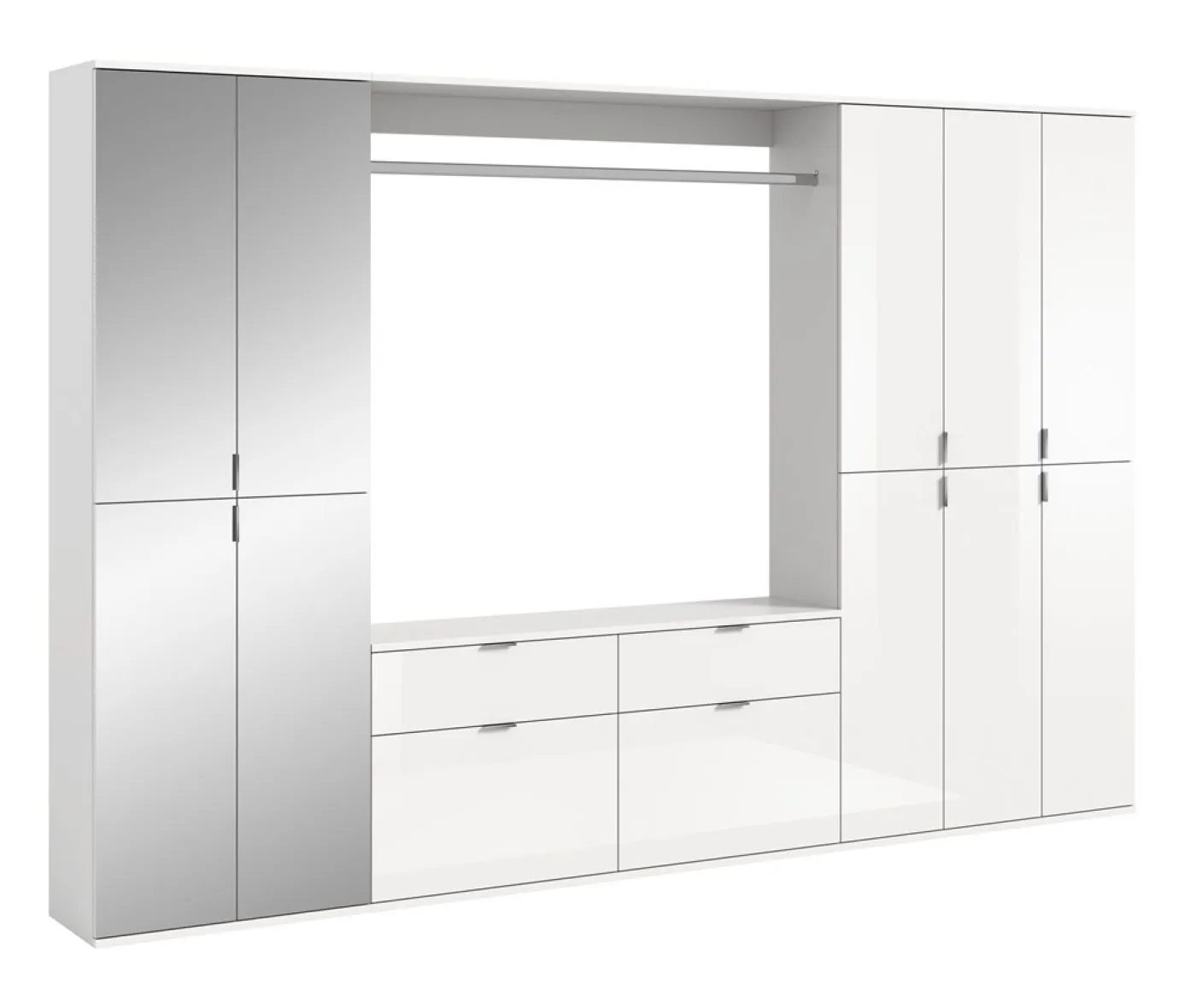 Garderoben Set Projekt X 1 | weiß Hochglanz / Spiegeltüren | 4-teilig