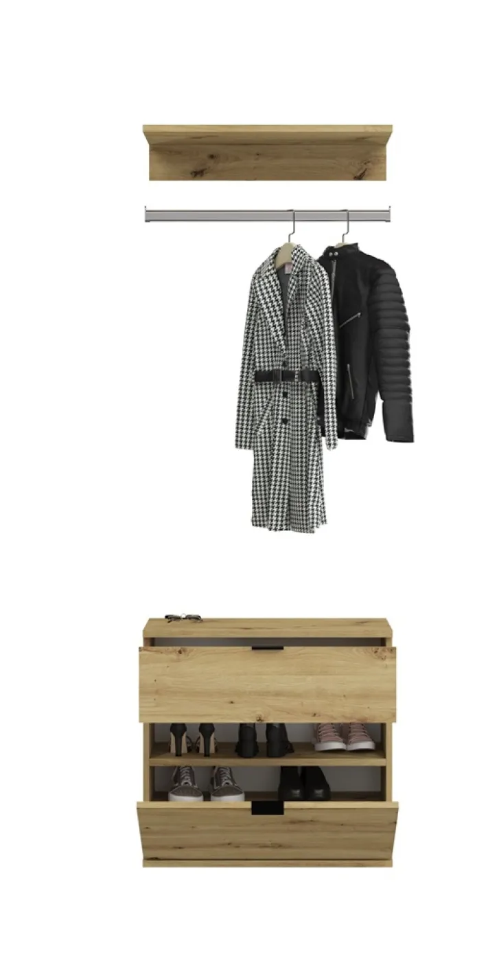 Garderoben Set Projekt X 2 | Artisan Eiche / Spiegeltüren | 4-teilig