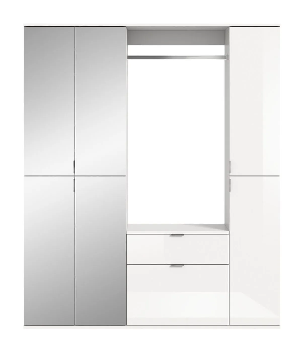 Garderoben Set Projekt X 2 | weiß Hochglanz / Spiegeltüren | 3-teilig