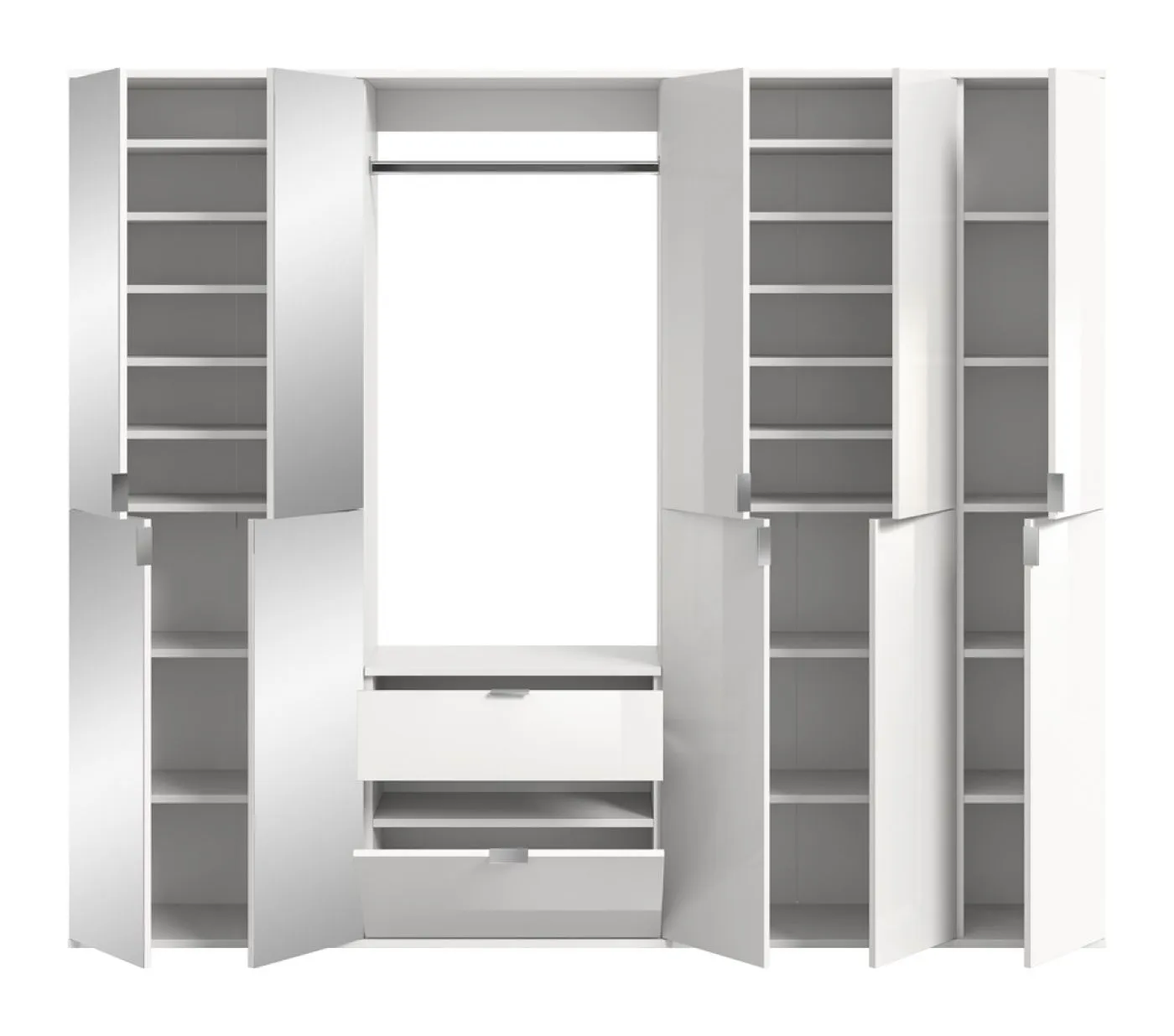 Garderoben Set Projekt X 2 | weiß Hochglanz / Spiegeltüren | 4-teilig