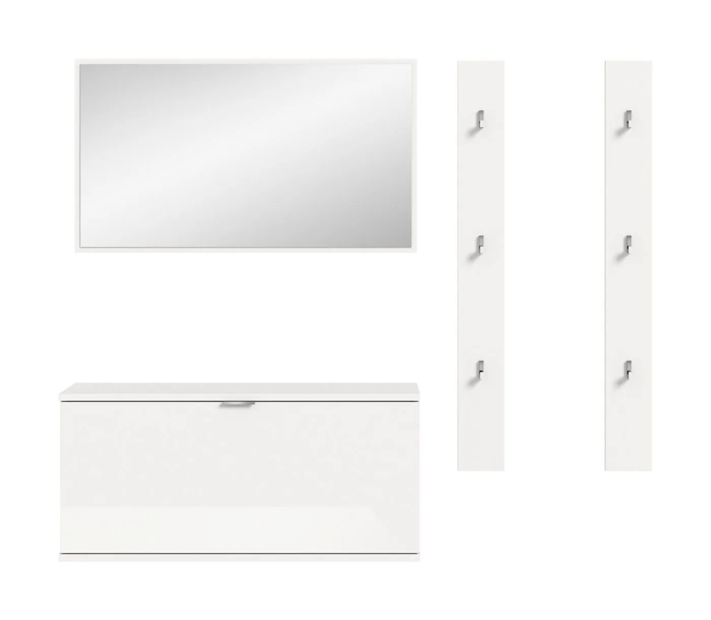 Garderoben-Set Projekt X | mit 2 Paneelen | Weiß Hochglanz | 4-teilig