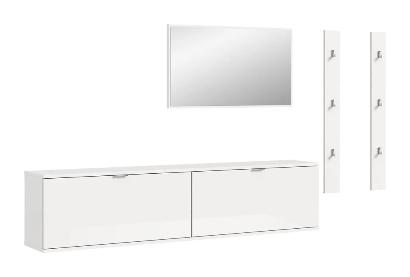 Garderoben Set Projekt X | mit 2 Sitzbänken weiß Hochglanz 5-teilig