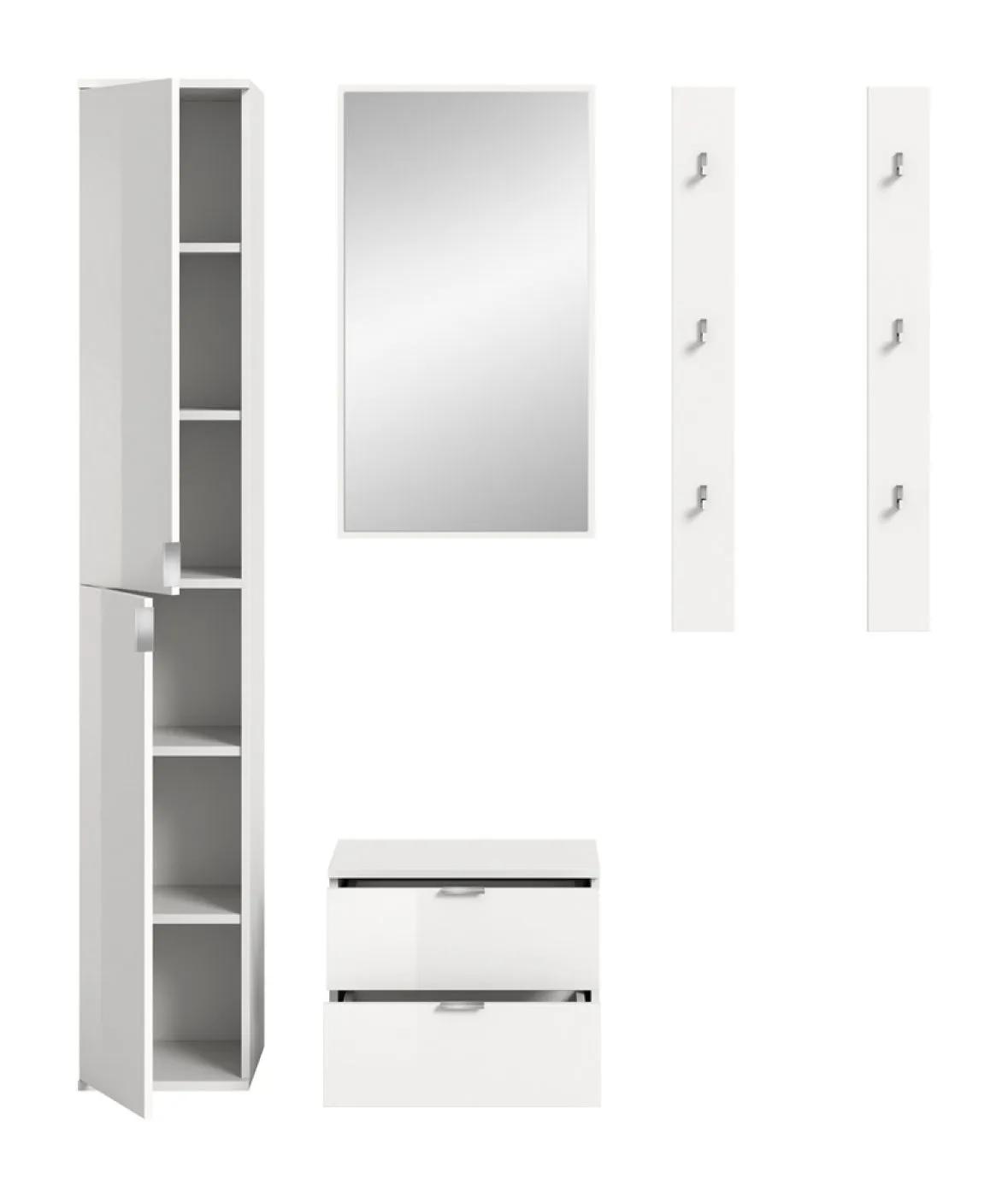 Garderoben Set Projekt X | mit Hochschrank | weiß Hochglanz | 5-teilig
