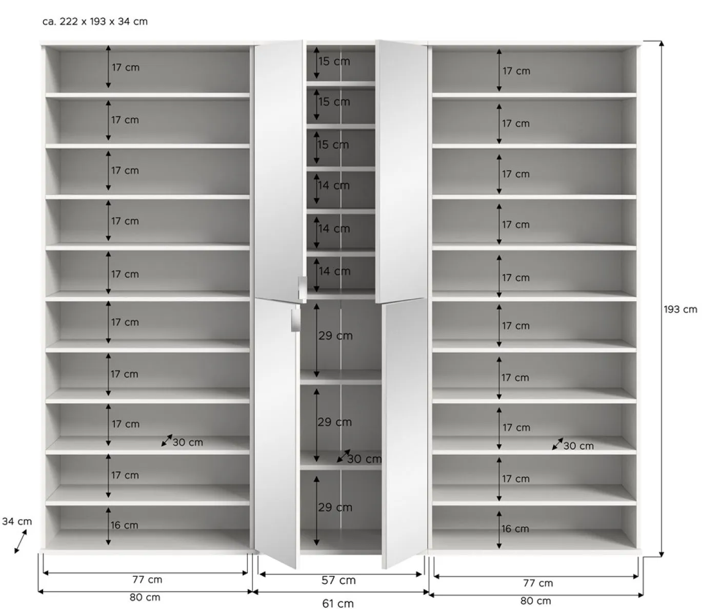 Garderoben Set Projekt X | mit Schuhregal | weiß Hochglanz | 3-teilig
