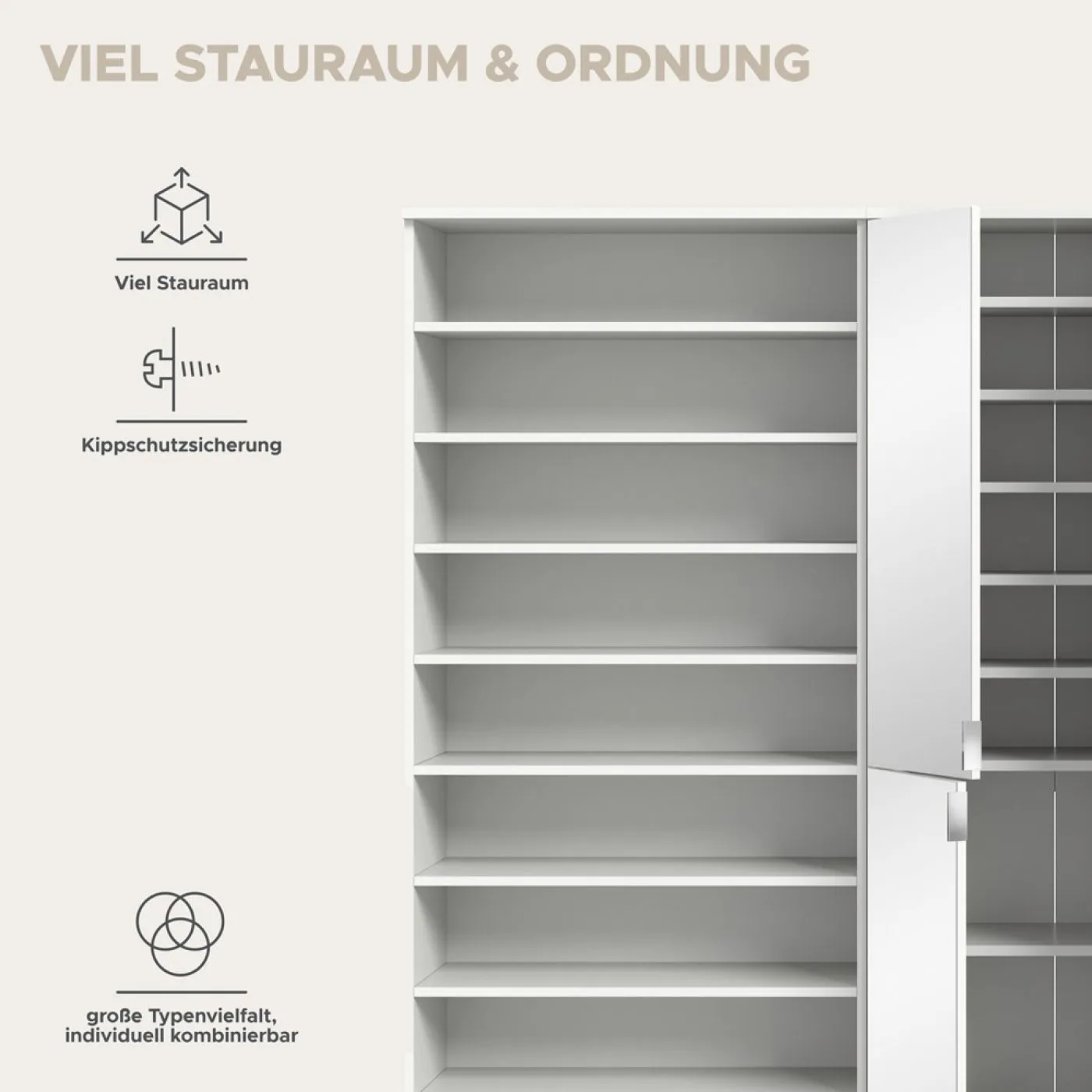 Garderoben Set Projekt X | mit Schuhregal | weiß Hochglanz | 3-teilig