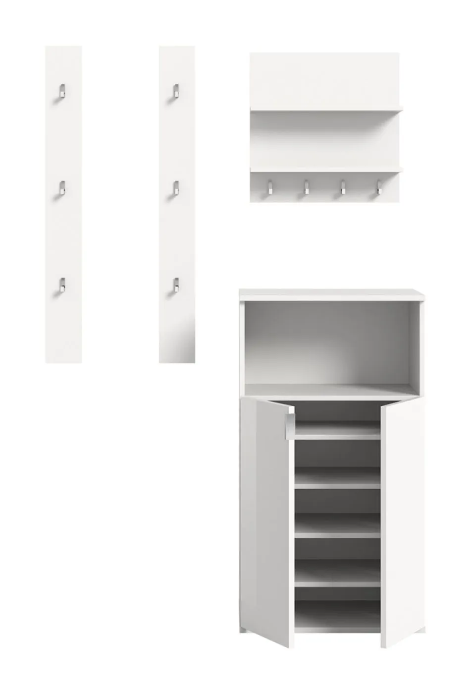 Garderoben Set Projekt X mit Schuhschrank weiß Hochglanz | 4-teilig