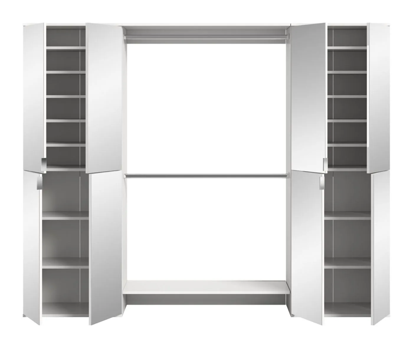 Garderoben Set Projekt X | mit Zwischenbauelement | weiß Hochglanz | 3-teilig