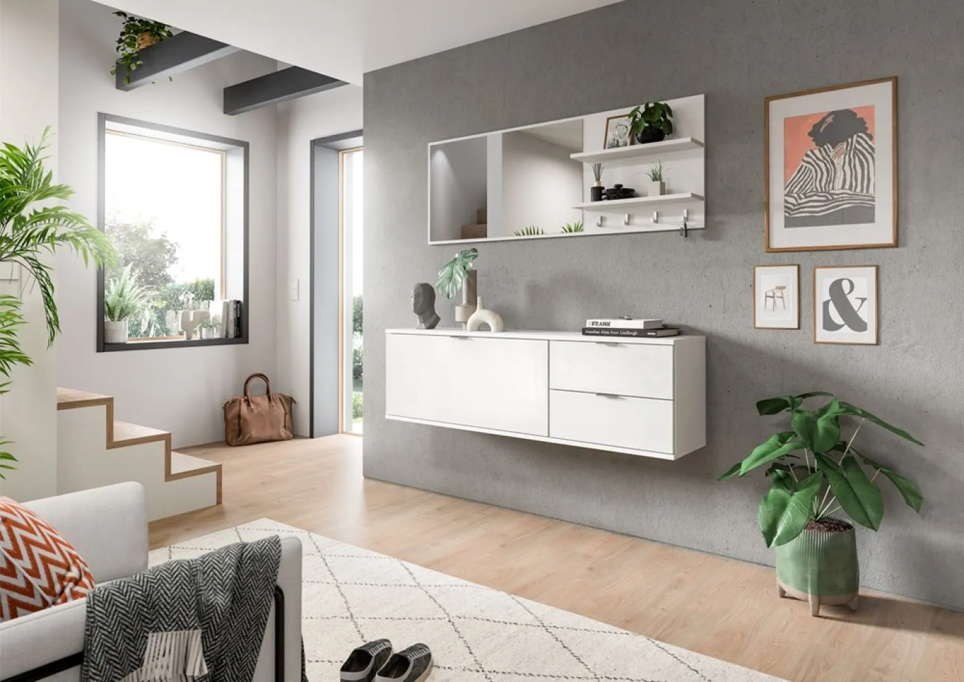 Garderoben Set Projekt X | weiß Hochglanz | 4-teilig