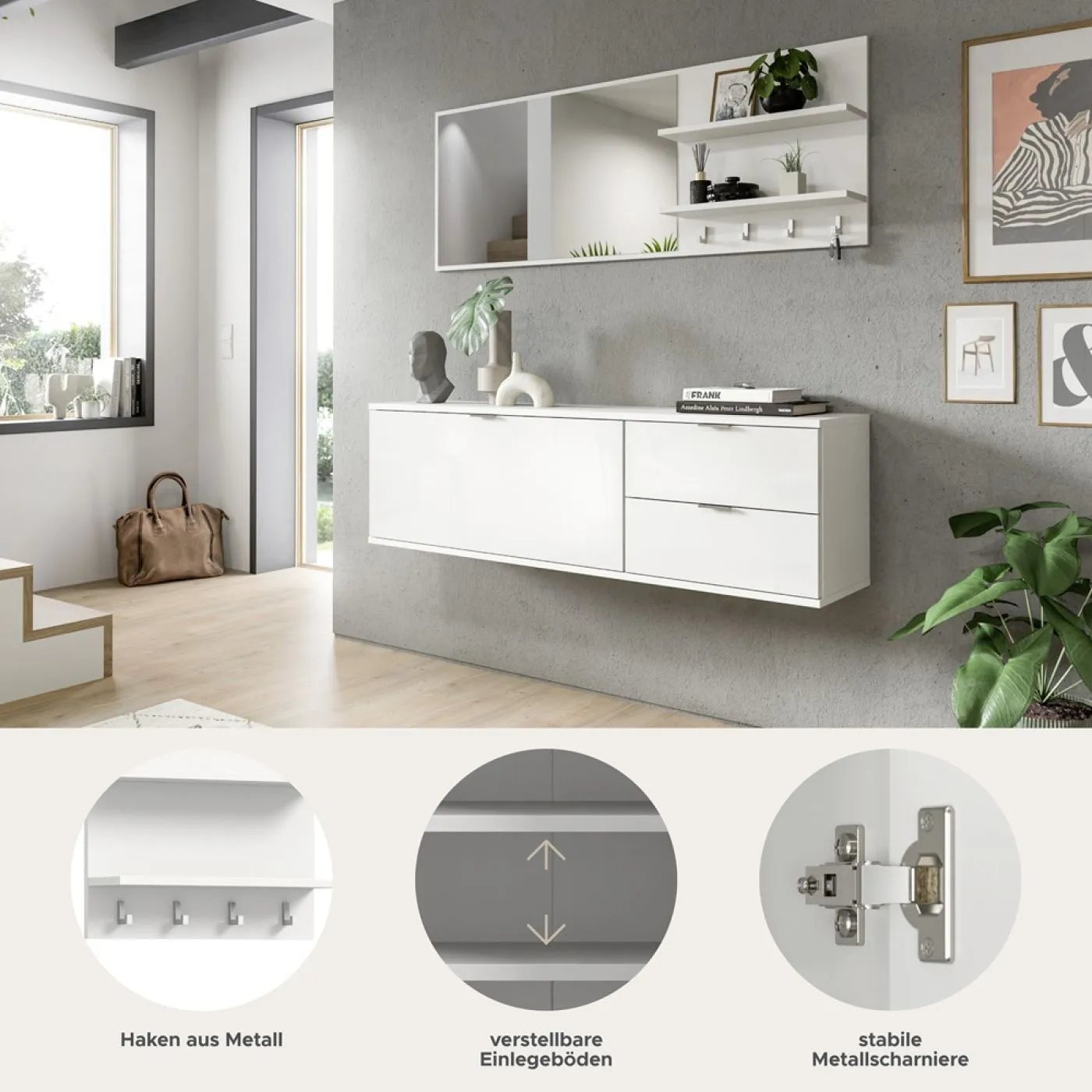 Garderoben Set Projekt X | weiß Hochglanz | 4-teilig