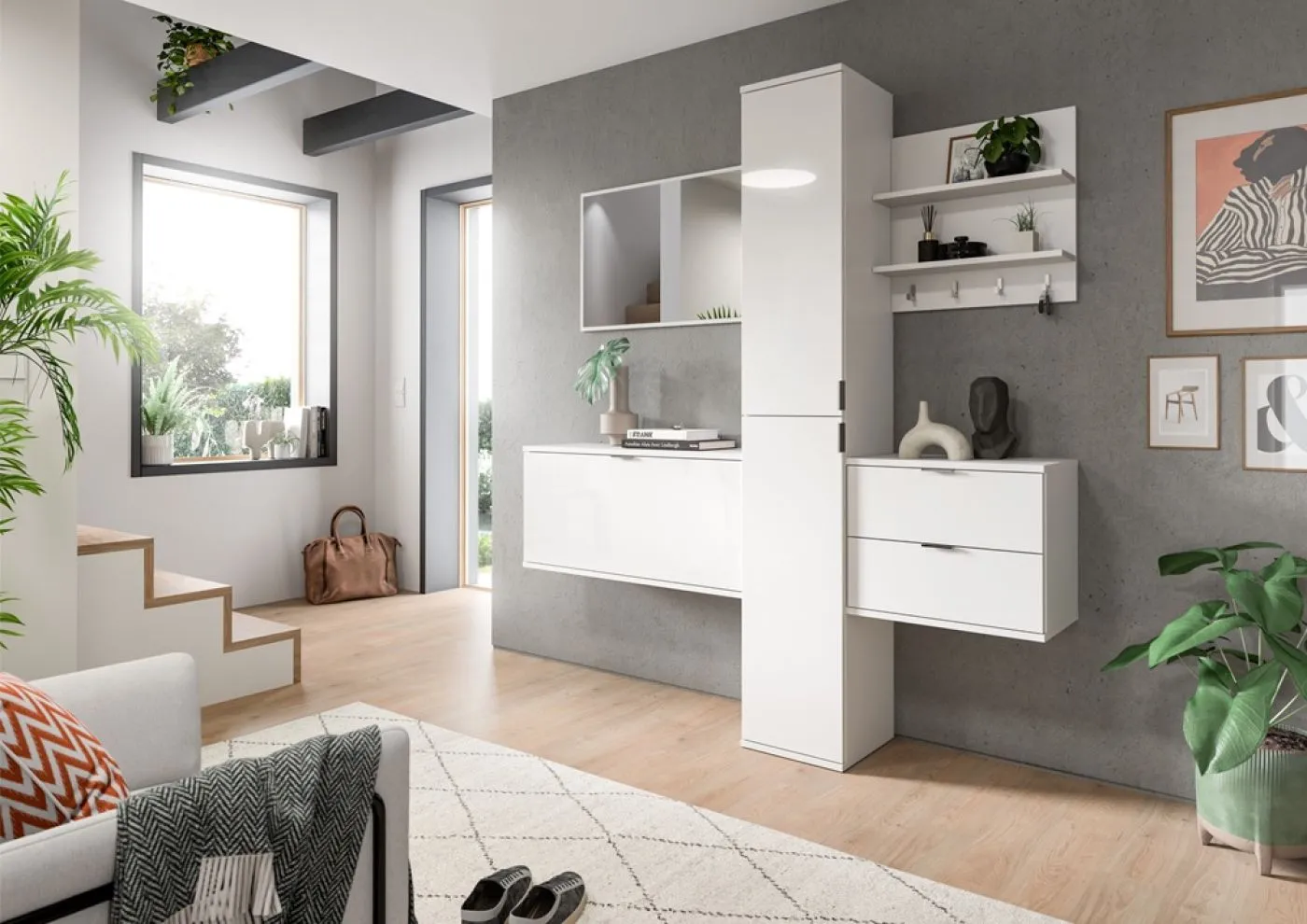 Garderoben Set Projekt X | weiß Hochglanz | 5-teilig