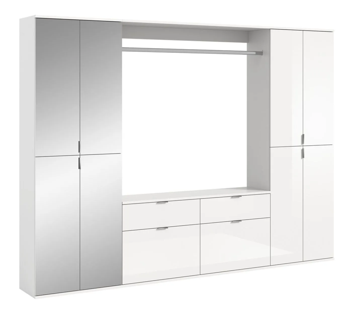 Garderoben Set Projekt X | weiß Hochglanz / Spiegeltüren | 3-teilig