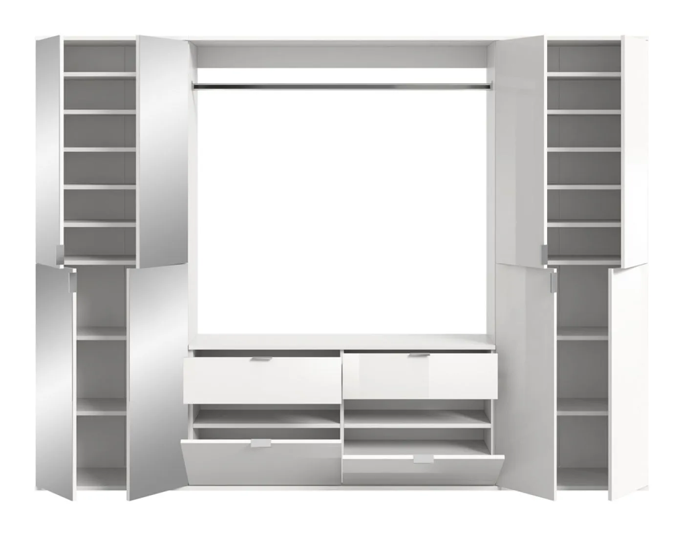 Garderoben Set Projekt X | weiß Hochglanz / Spiegeltüren | 3-teilig