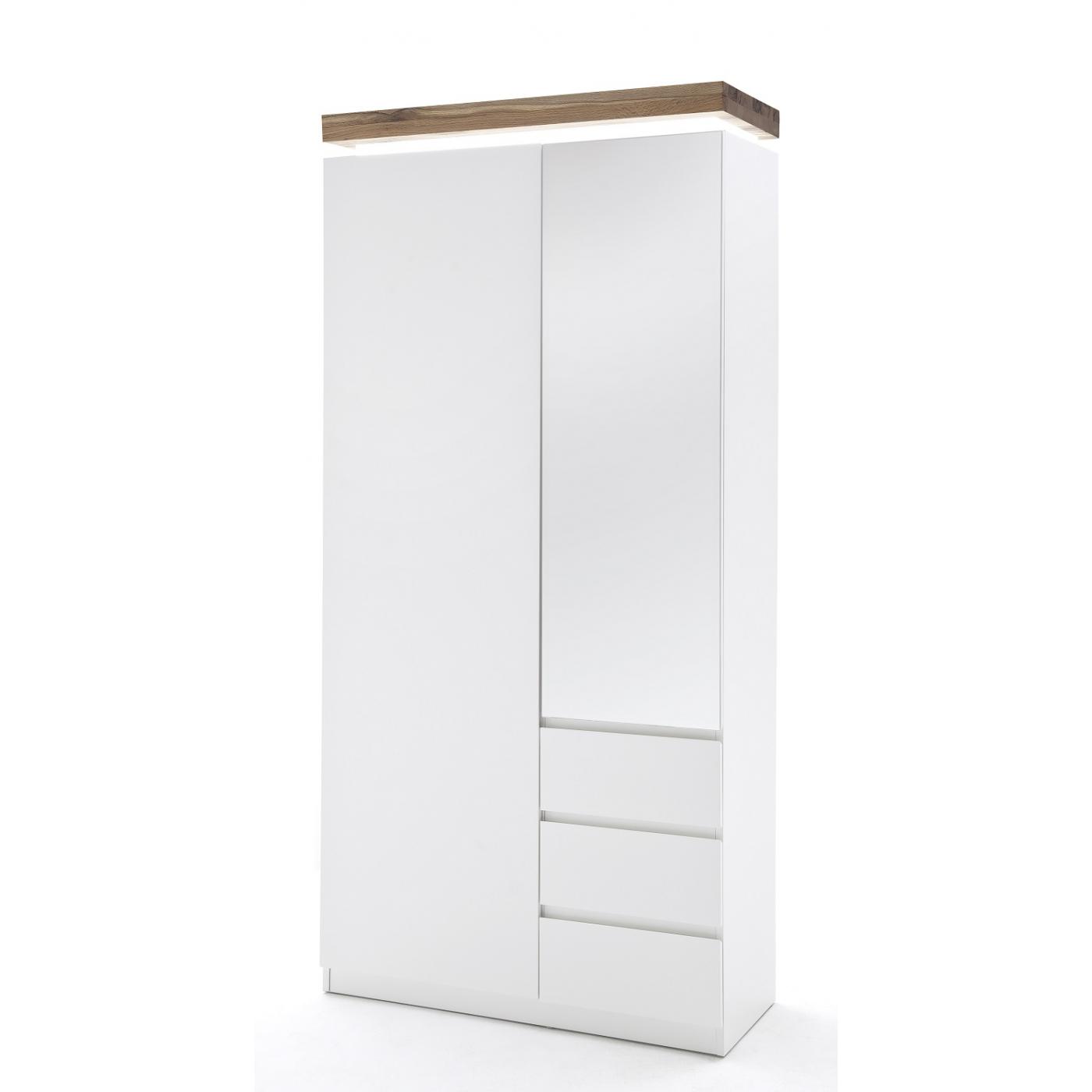 Garderoben-Set Romina | weiß matt / Asteiche massiv | 5-teilig