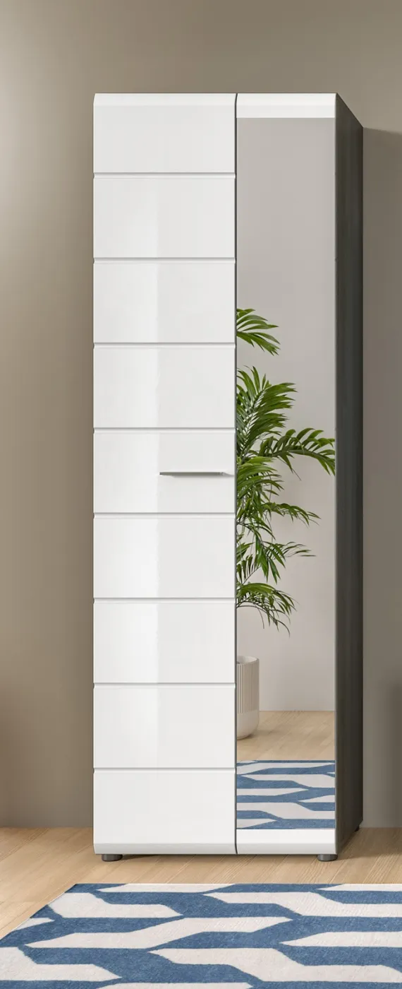 Garderoben-Set Salsa | rauchsilber / weiß Hochglanz | 3-teilig