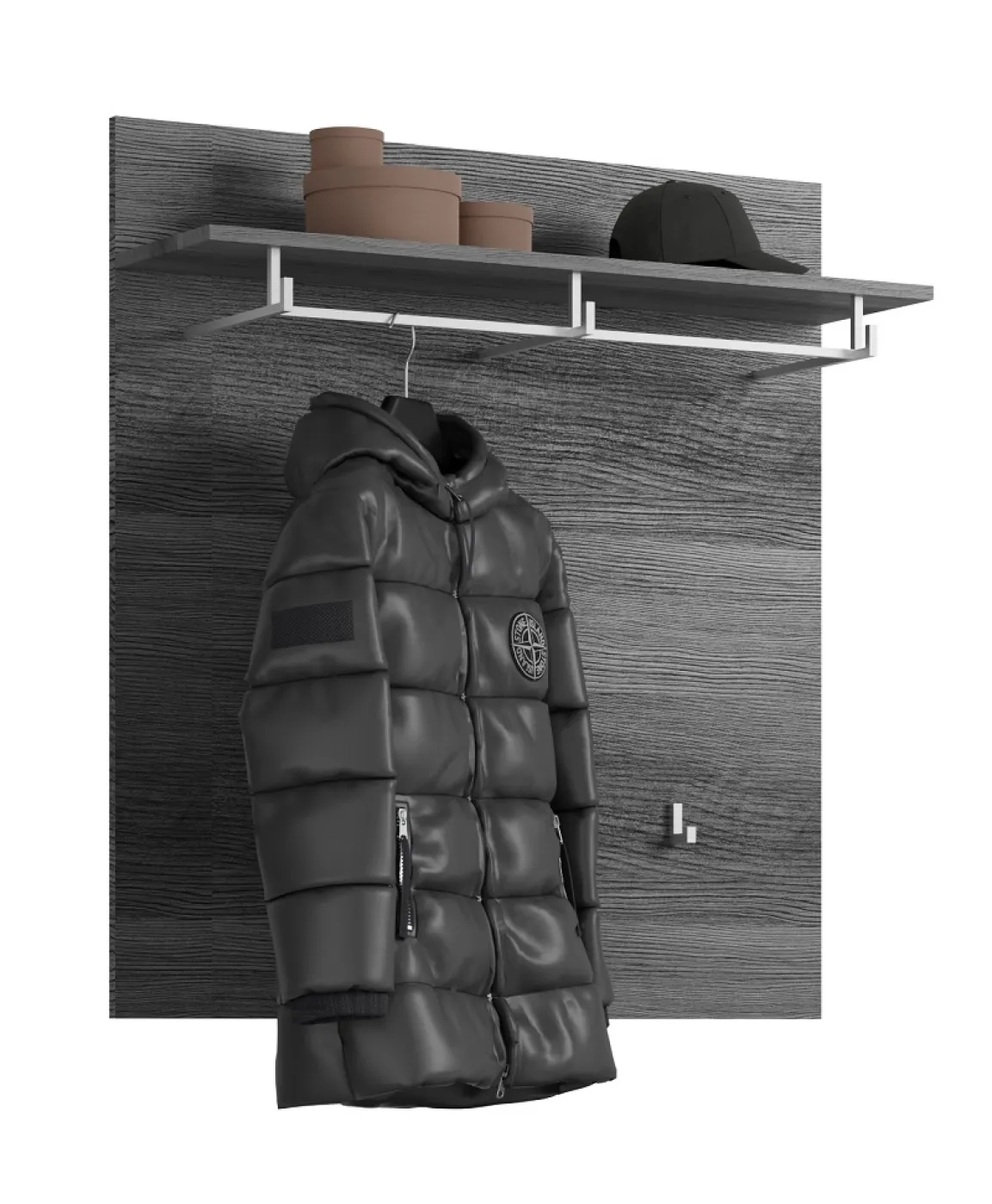 Garderoben-Set Scout | weiß Hochglanz / rauchsilber | 4-teilig