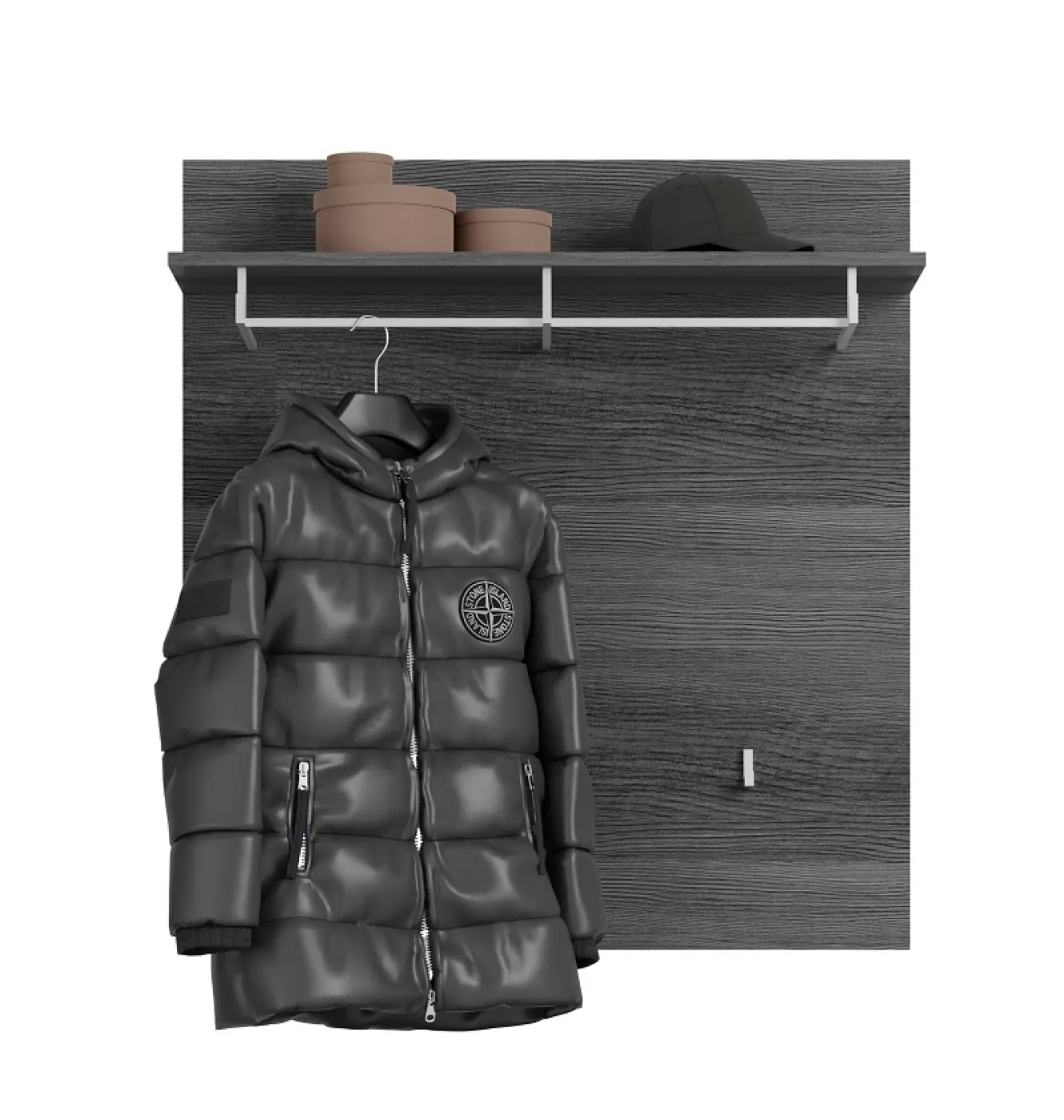 Garderoben-Set Scout | weiß Hochglanz / rauchsilber | 5-teilig