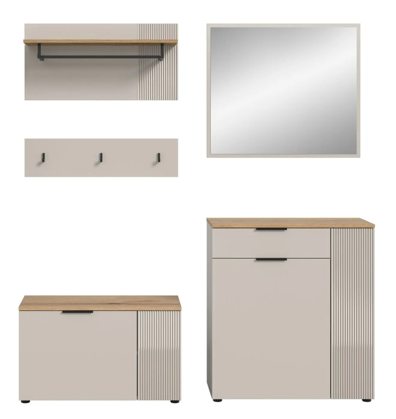 Garderoben-Set Slide | Kaschmir / Evoke Oak | 4-teilig