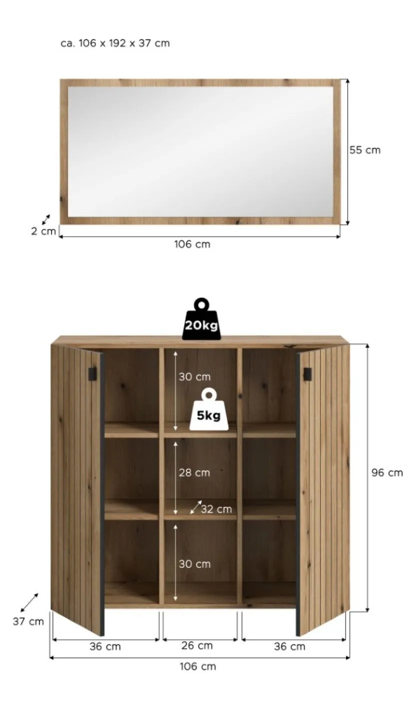 Garderoben-Set Station 2 | Evoke Eiche | 2-teilig