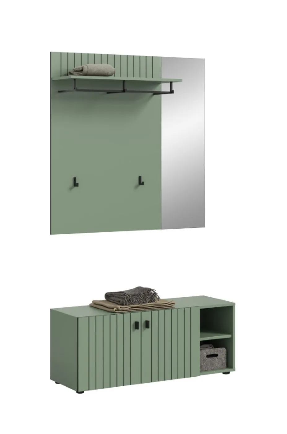 Garderoben-Set Station 3 | Smoke Green | 2-teilig | optionaler Sitzkissen