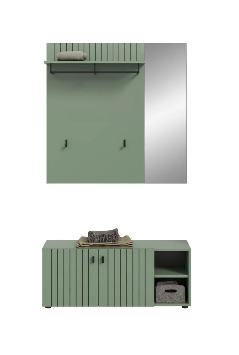 Garderoben-Set Station 3 | Smoke Green | 2-teilig | optionaler Sitzkissen