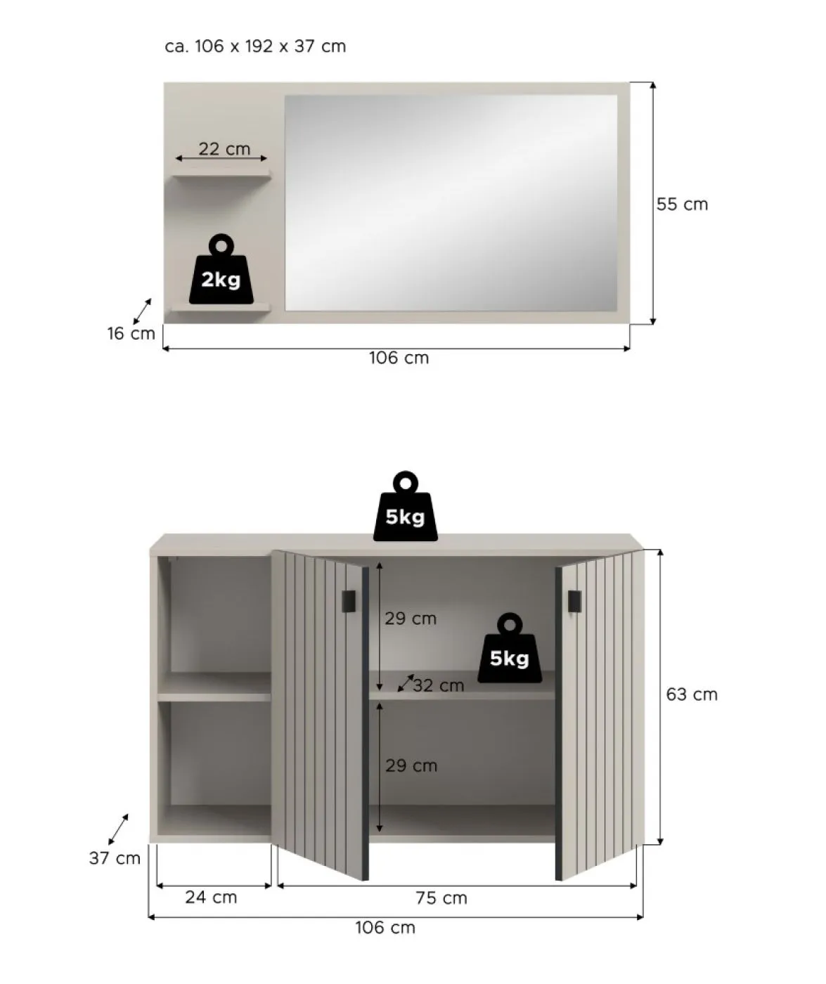 Garderoben-Set Station 4 | Kaschmir | 2-teilig